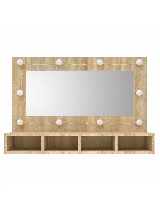 Zrcadlová skříňka s LED dub sonoma 90x31,5x62 cm