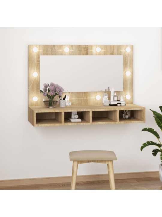 Zrcadlová skříňka s LED dub sonoma 90x31,5x62 cm