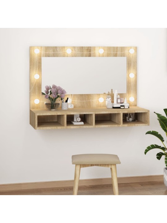 Zrcadlová skříňka s LED dub sonoma 90x31,5x62 cm