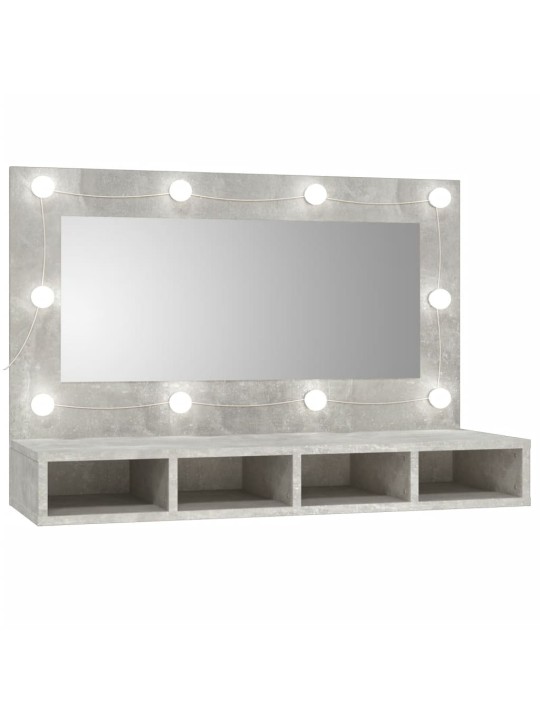 Zrcadlová skříňka s LED betonově šedá 90 x 31,5 x 62 cm