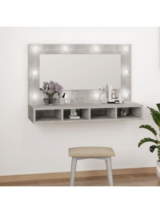 Zrcadlová skříňka s LED betonově šedá 90 x 31,5 x 62 cm