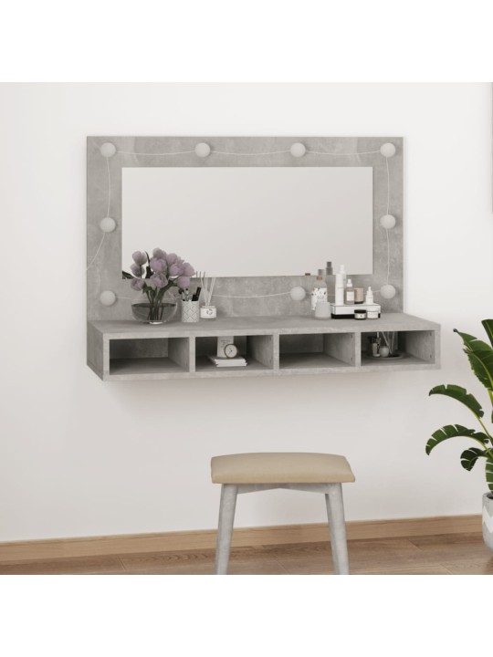 Zrcadlová skříňka s LED betonově šedá 90 x 31,5 x 62 cm