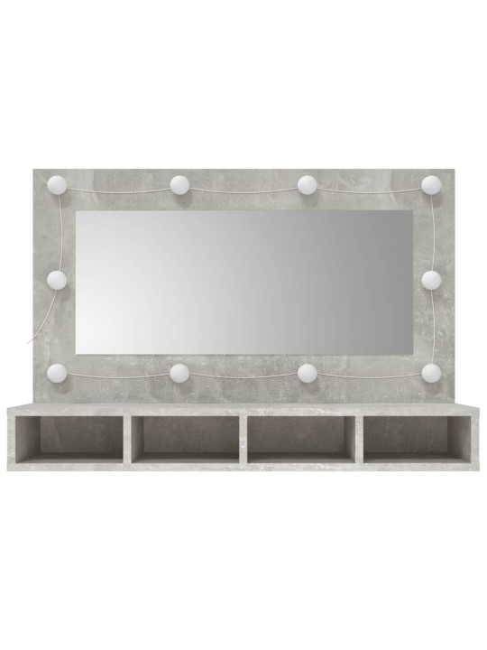 Zrcadlová skříňka s LED betonově šedá 90 x 31,5 x 62 cm