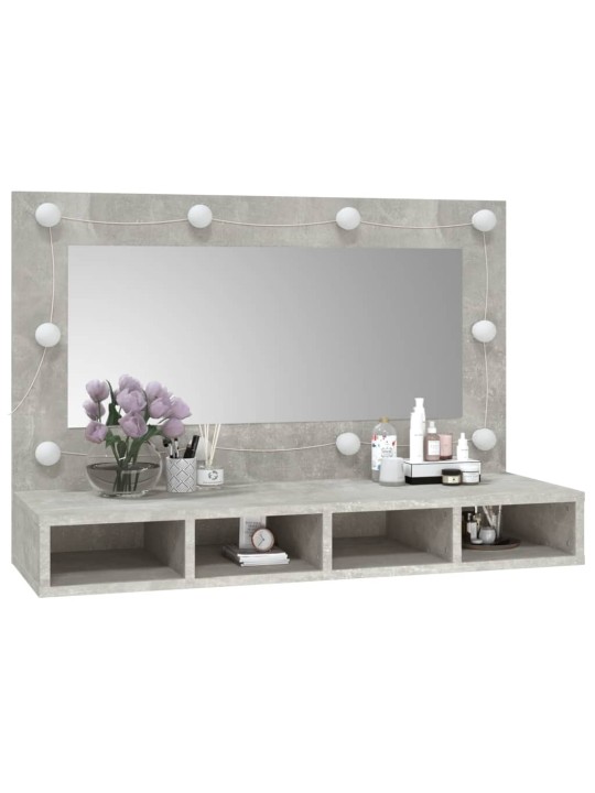 Zrcadlová skříňka s LED betonově šedá 90 x 31,5 x 62 cm