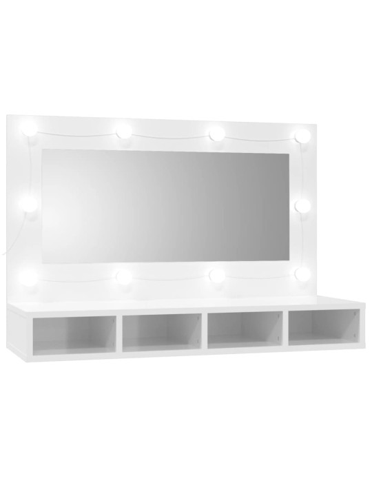 Zrcadlová skříňka s LED bílá s vysokým leskem 90x31,5x62 cm