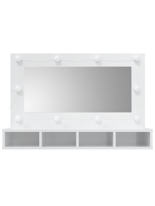 Zrcadlová skříňka s LED bílá s vysokým leskem 90x31,5x62 cm