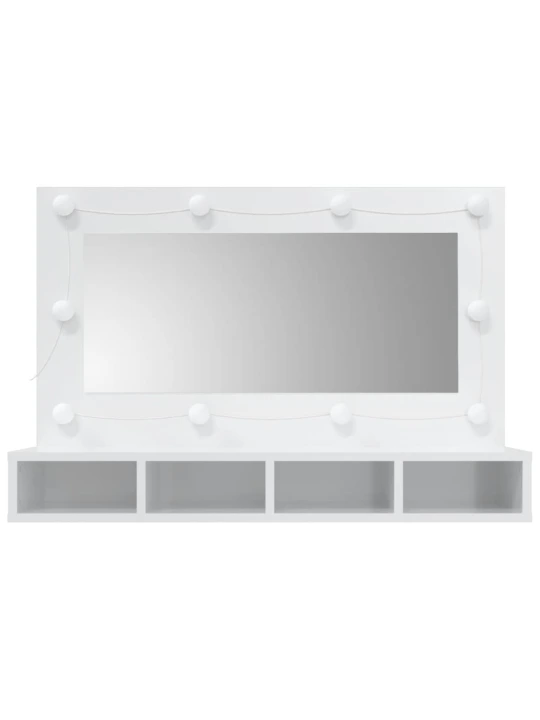 Zrcadlová skříňka s LED bílá s vysokým leskem 90x31,5x62 cm