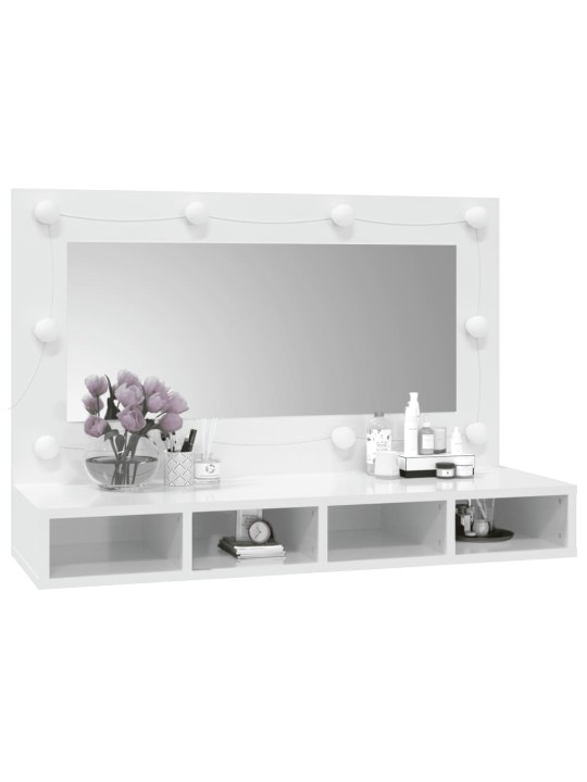Zrcadlová skříňka s LED bílá s vysokým leskem 90x31,5x62 cm