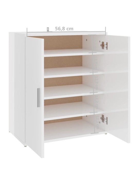 Botník bílý s vysokým leskem 60 x 35 x 70 cm kompozitní dřevo