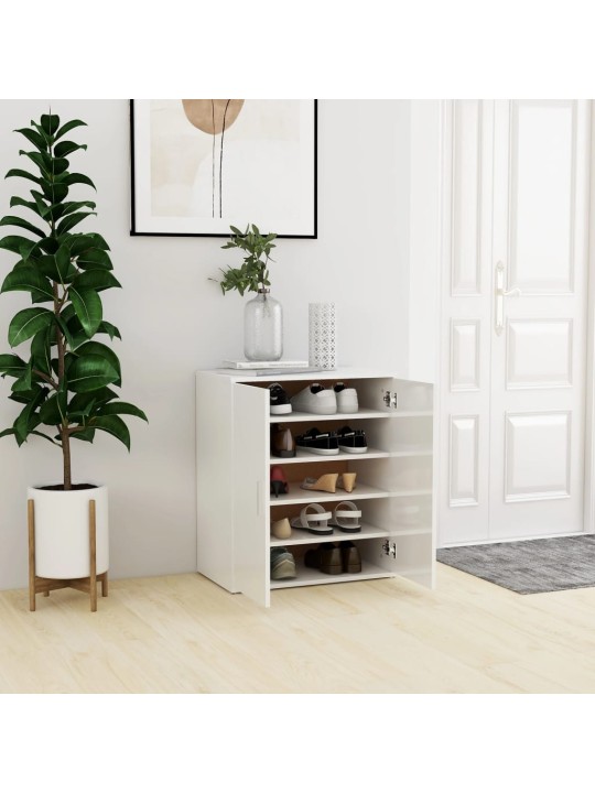 Botník bílý s vysokým leskem 60 x 35 x 70 cm kompozitní dřevo