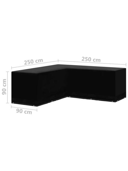 Plachty na zahradní nábytek 2 ks tvar L 12 oček 250x250x90 cm