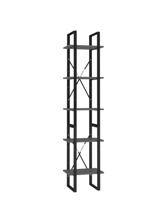 Knihovna s 5 policemi šedá 40 x 30 x 175 cm kompozitní dřevo