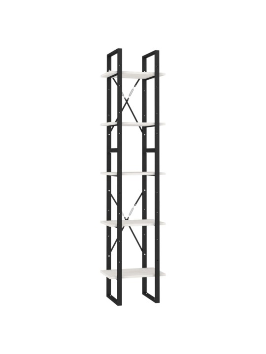 Knihovna s 5 policemi bílá 40 x 30 x 175 cm borové dřevo