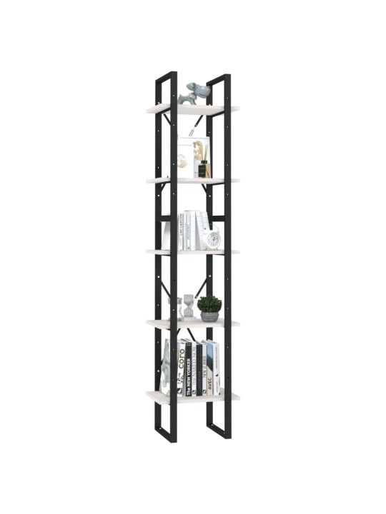 Knihovna s 5 policemi bílá 40 x 30 x 175 cm borové dřevo