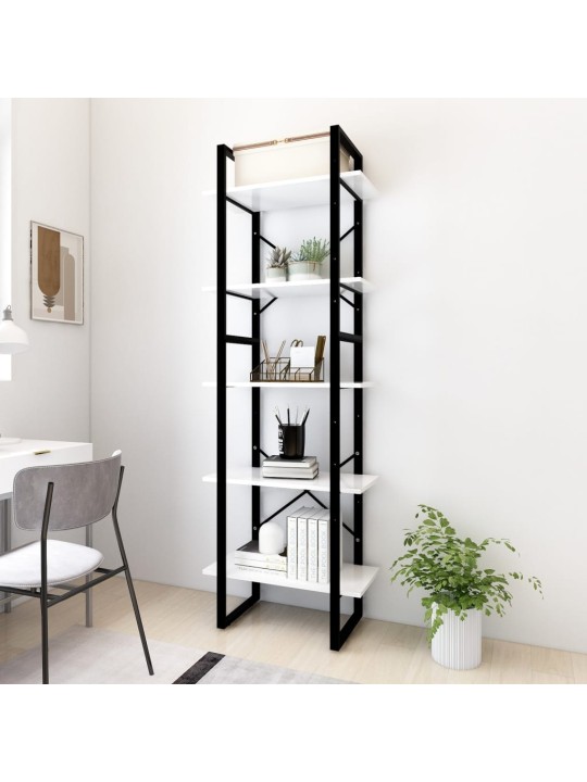 Knihovna s 5 policemi bílá 60 x 30 x 175 cm kompozitní dřevo