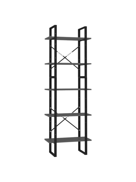 Knihovna s 5 policemi šedá 60 x 30 x 175 cm kompozitní dřevo