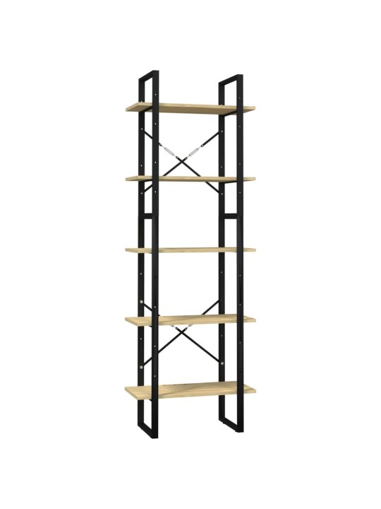 Knihovna s 5 policemi 60 x 30 x 175 cm borové dřevo