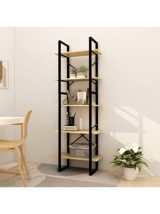 Knihovna s 5 policemi 60 x 30 x 175 cm borové dřevo