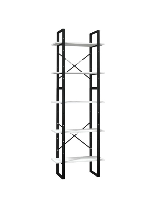 Knihovna s 5 policemi bílá 60 x 30 x 175 cm borové dřevo