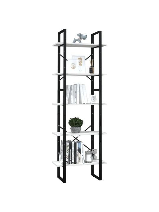 Knihovna s 5 policemi bílá 60 x 30 x 175 cm borové dřevo