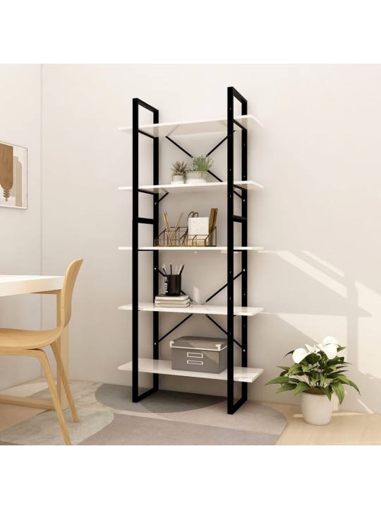 Knihovna s 5 policemi bílá 80 x 30 x 175 cm kompozitní dřevo