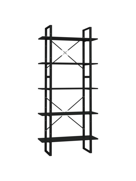 Knihovna s 5 policemi černá 80 x 30 x 175 cm kompozitní dřevo