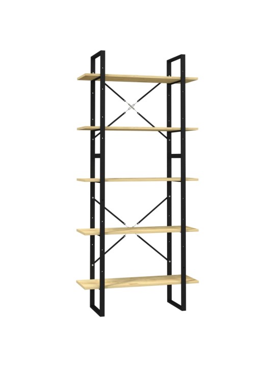 Knihovna s 5 policemi 80 x 30 x 175 cm borové dřevo