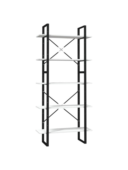 Knihovna s 5 policemi bílá 80 x 30 x 175 cm borové dřevo