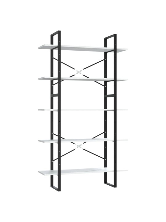 Knihovna s 5 policemi bílá 100 x 30 x 175 cm kompozitní dřevo