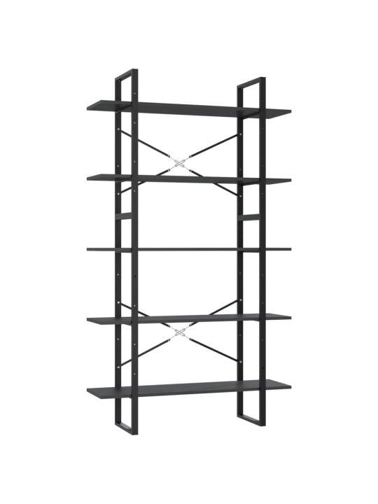 Knihovna s 5 policemi šedá 100 x 30 x 175 cm borové dřevo