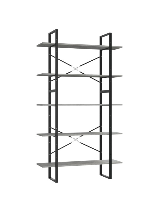 Knihovna s 5 policemi betonově šedá 100 x 30 x 175 cm kompozit