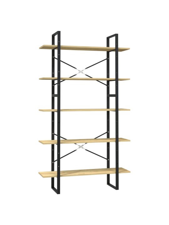 Knihovna s 5 policemi 100 x 30 x 175 cm borové dřevo