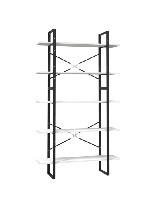 Knihovna s 5 policemi bílá 100 x 30 x 175 cm borové dřevo