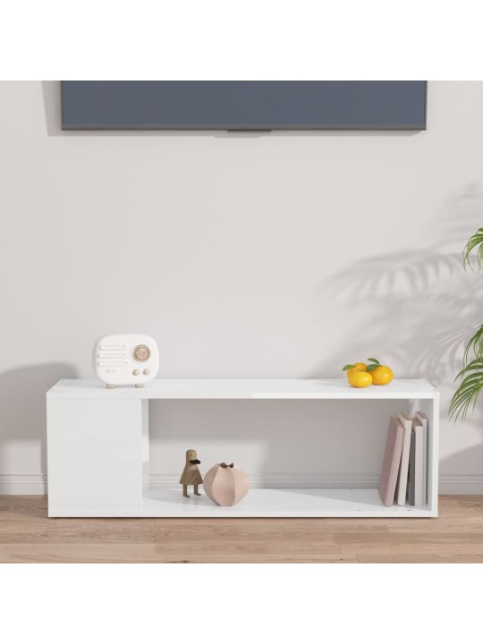 TV stolek bílý s vysokým leskem 100x24x32 cm kompozitní dřevo