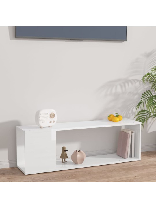 TV stolek bílý s vysokým leskem 100x24x32 cm kompozitní dřevo