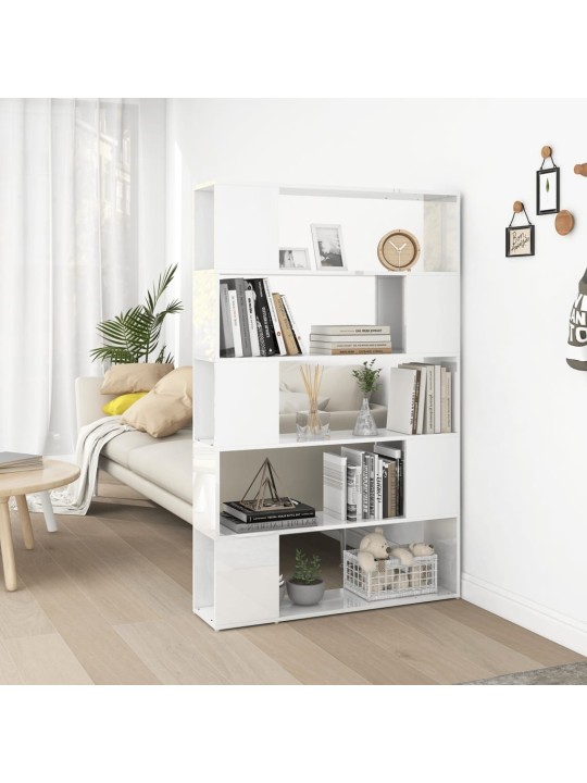 Knihovna/dělicí stěna bílá s vysokým leskem kompozitní dřevo