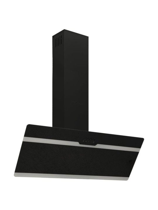 Nástěnná digestoř 90 cm ocel a tvrzené sklo černá