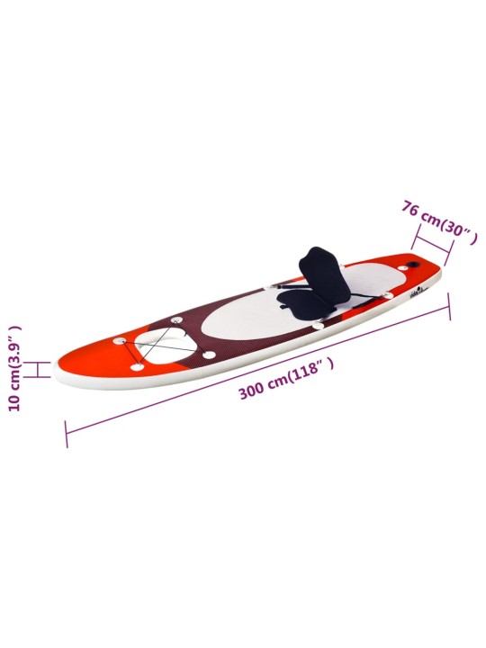 Nafukovací SUP paddleboard a příslušenství červený 300x76x10cm