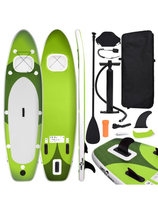 Nafukovací SUP paddleboard a příslušenství zelený 300x76x10 cm