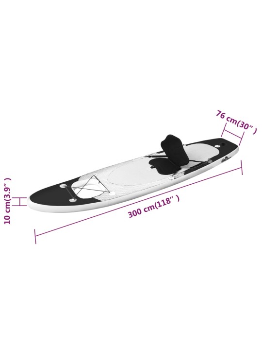 Nafukovací SUP paddleboard s příslušenstvím černý 300x76x10 cm