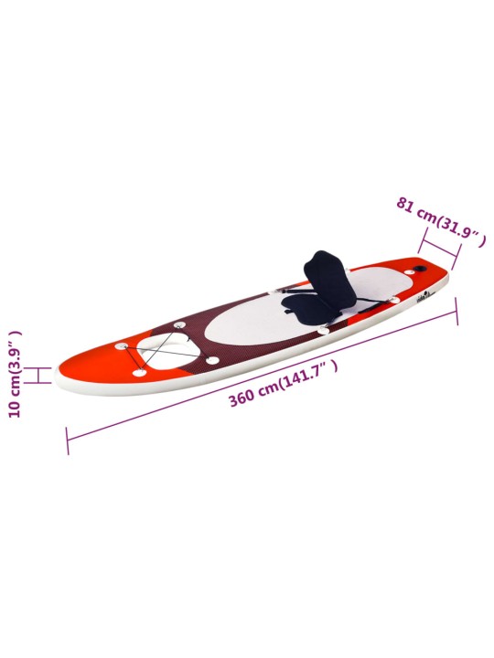 Nafukovací SUP paddleboard a příslušenství červený 360x81x10cm