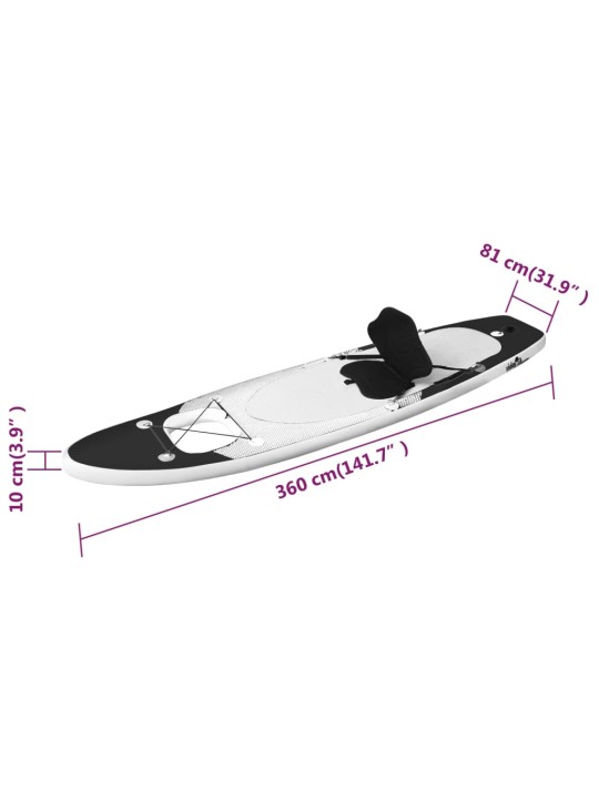Nafukovací SUP paddleboard s příslušenstvím černý 360x81x10 cm