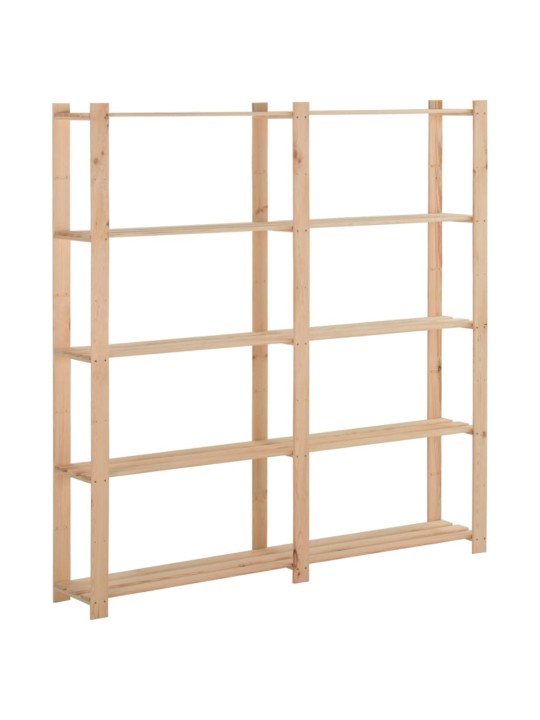 Úložný regál s 5 policemi 170 x 28,5 x 170 cm masivní borovice