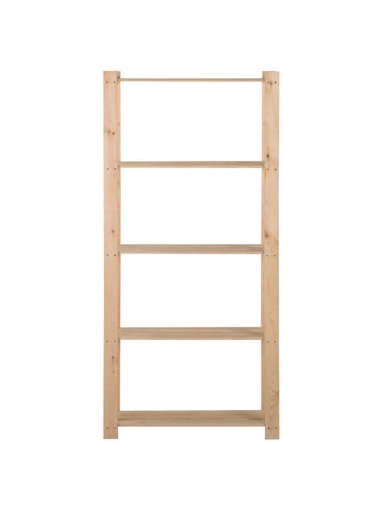 Úložný regál s 5 policemi 80 x 28,5 x 170 cm masivní borovice