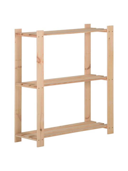 Úložný regál se 3 policemi 80 x 28,5 x 90 cm masivní borovice