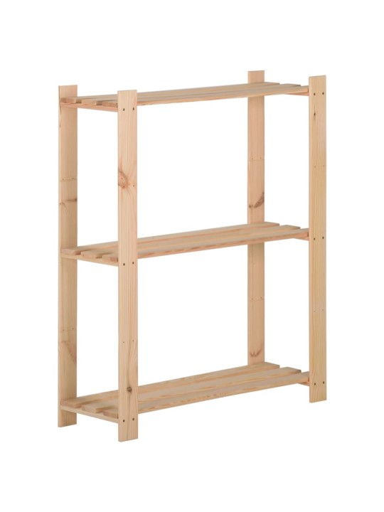 Úložný regál se 3 policemi 60 x 28,5 x 90 cm masivní borovice