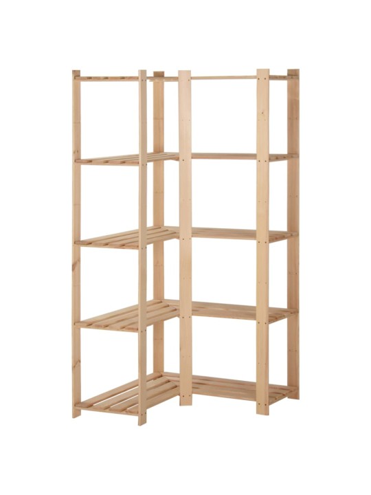 5patrový úložný regál rohový 82,5x82,5x170 cm masivní borovice
