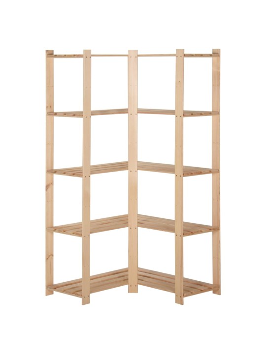 5patrový úložný regál rohový 82,5x82,5x170 cm masivní borovice