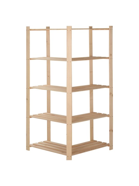 5patrový úložný regál rohový 82,5x82,5x170 cm masivní borovice