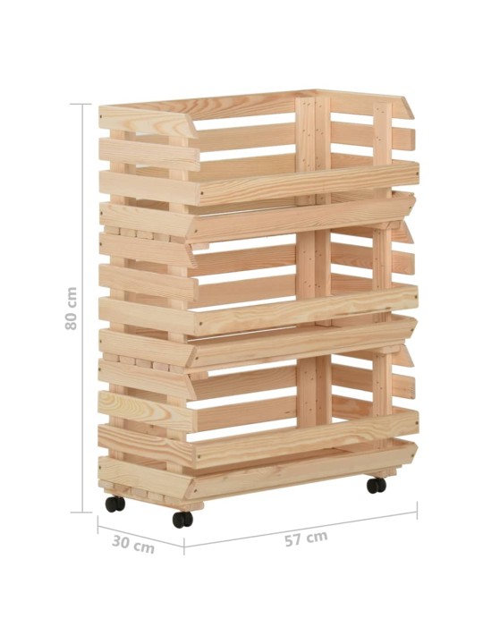 Vozík na zeleninu 57 x 30 x 80 cm masivní borové dřevo